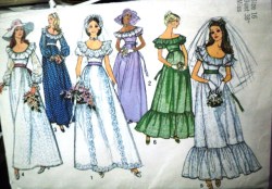 6343 BRIDES/MAID 74 RUFFLE OFF SHLDR DRESS,BELT PATTERN 16,14,12